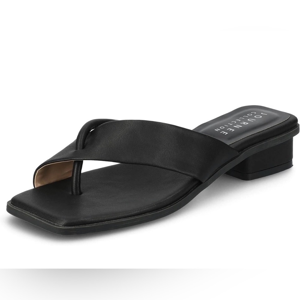 Journee Collection Black Square Toe Sandals
